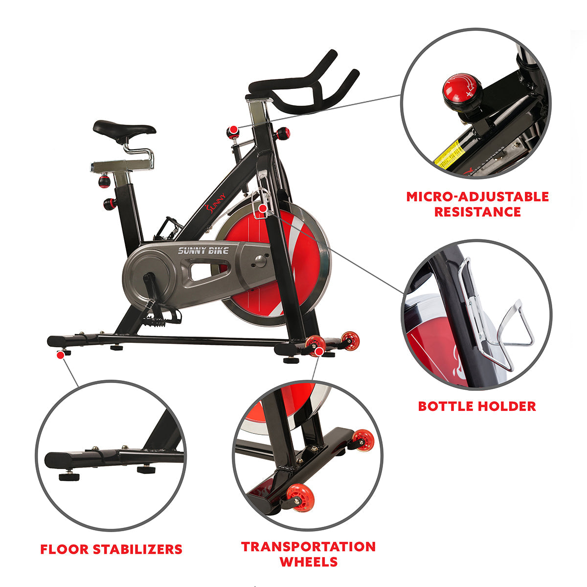 Chain Drive Exercise Bike - Stationary Indoor Cycling Trainer